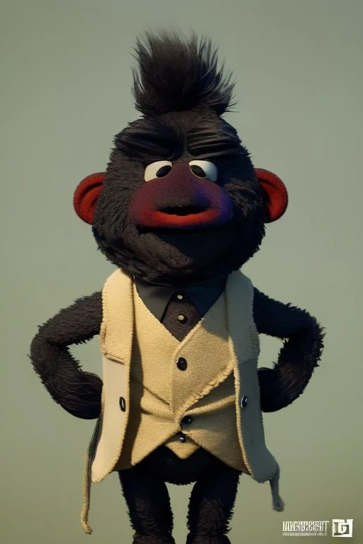 Waist up muppet Portrait, Kim Jong-un as muppet doll, black suit, photo studio, blue background, unreal engine 5, concept art, art station, god lights, ray tracing, RTX, lumen lighting, ultra detail, volumetric lighting, 3d.