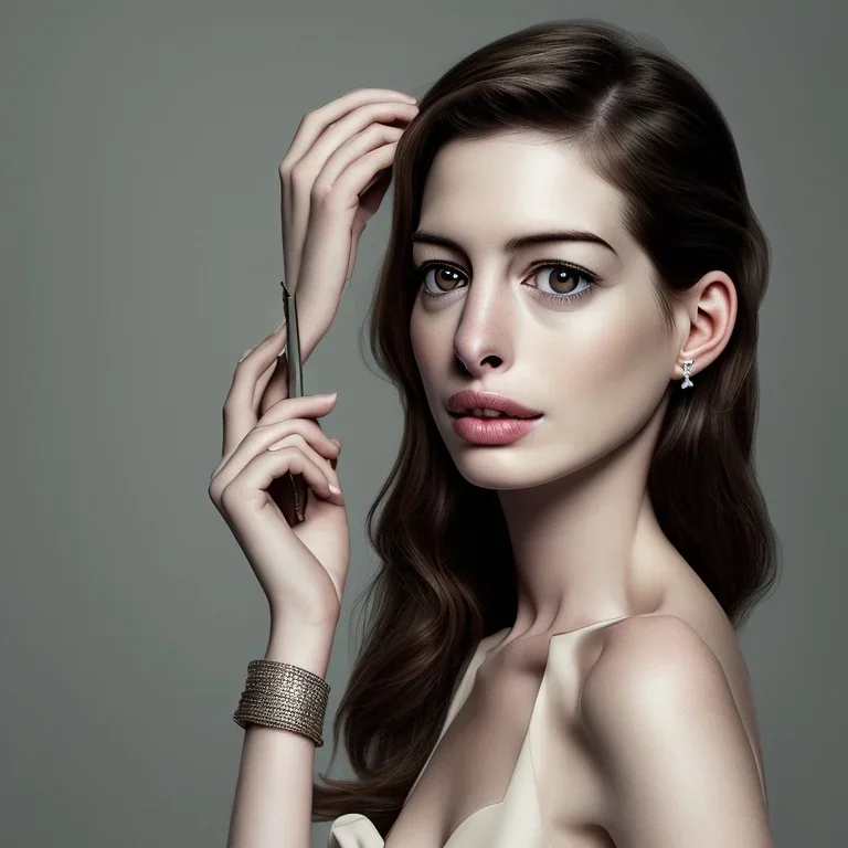 Anne Hathaway, wearing fantastic dress, 8k quality