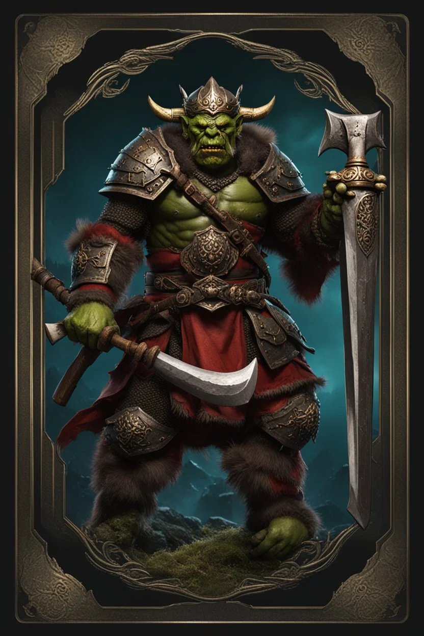 Orc Warrior king carrying a battleaxe