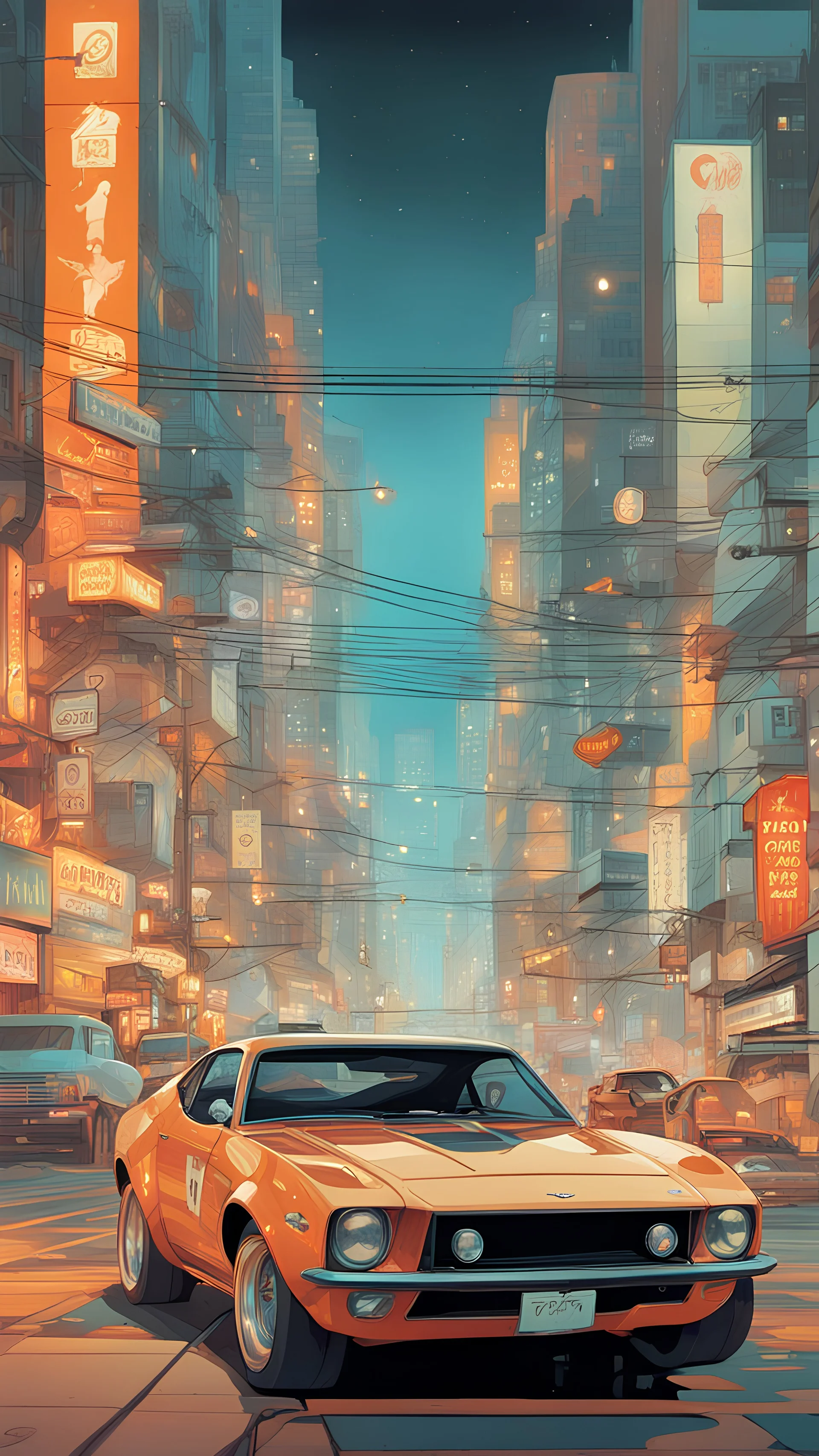 paper craft style sport car and city. tristan eaton, victo ngai, artgerm, rhads, ross draws, Kaethe Butcher, Hajime Sorayama, Greg Tocchini, Virgil Finlay, sci-fi, colors, neon lights. digital painting, pixiv, by Ilya Kuvshinov (Masterpiece:1.1, Highly detailed:1.1), ultra realistic, (top quality) (depth of field)