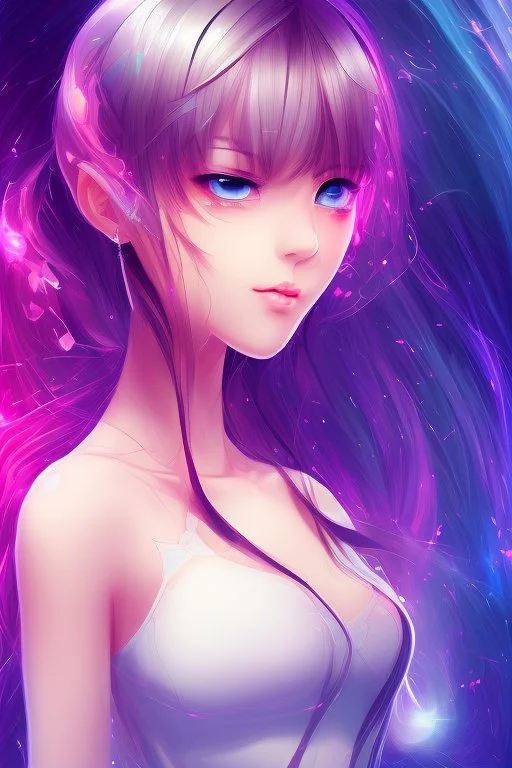 A beautiful anime girl in abstract background