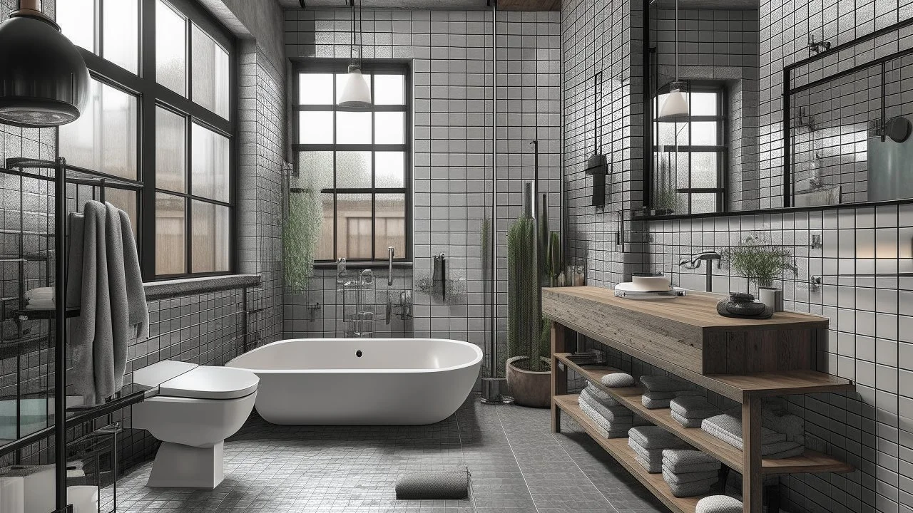 Industrial-inspired bathroom