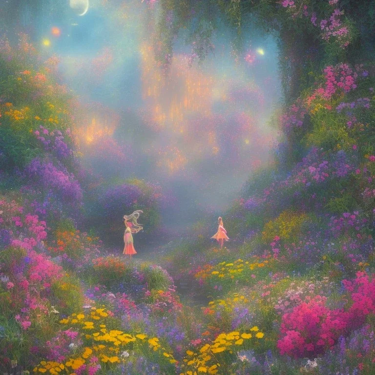 bright fairy in a flowery landscape synthwave, colorful, concept fairy art, smooth, extremely sharp detail, finely tuned detail, ultra high definition