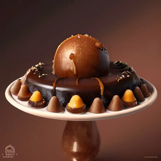 the world's most decadent maximalist dessert, oozing caramel, house chocolate, unreal engine, maximalist dessert