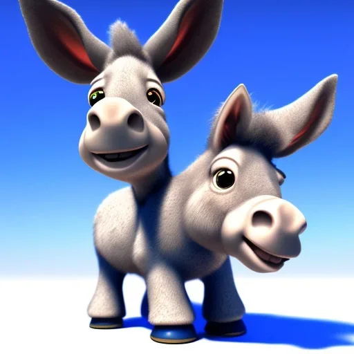 cute donkey with blue eyes,by pixar