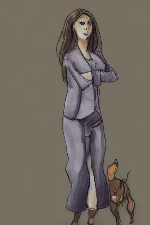 Portrait lady, full body shot, medium shot, style of catdog