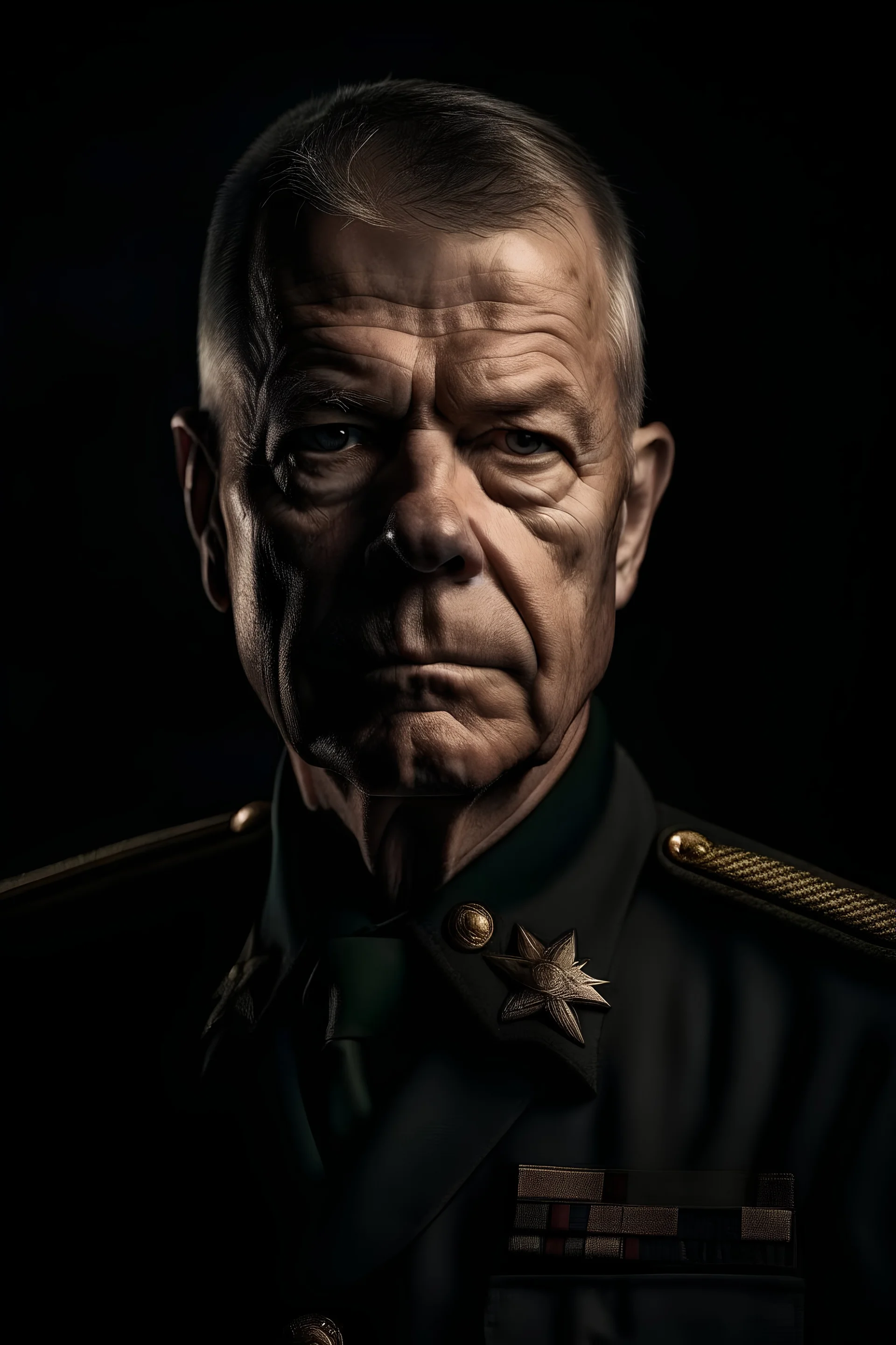 portrait a military veteran in uniform, with strong, directional lighting