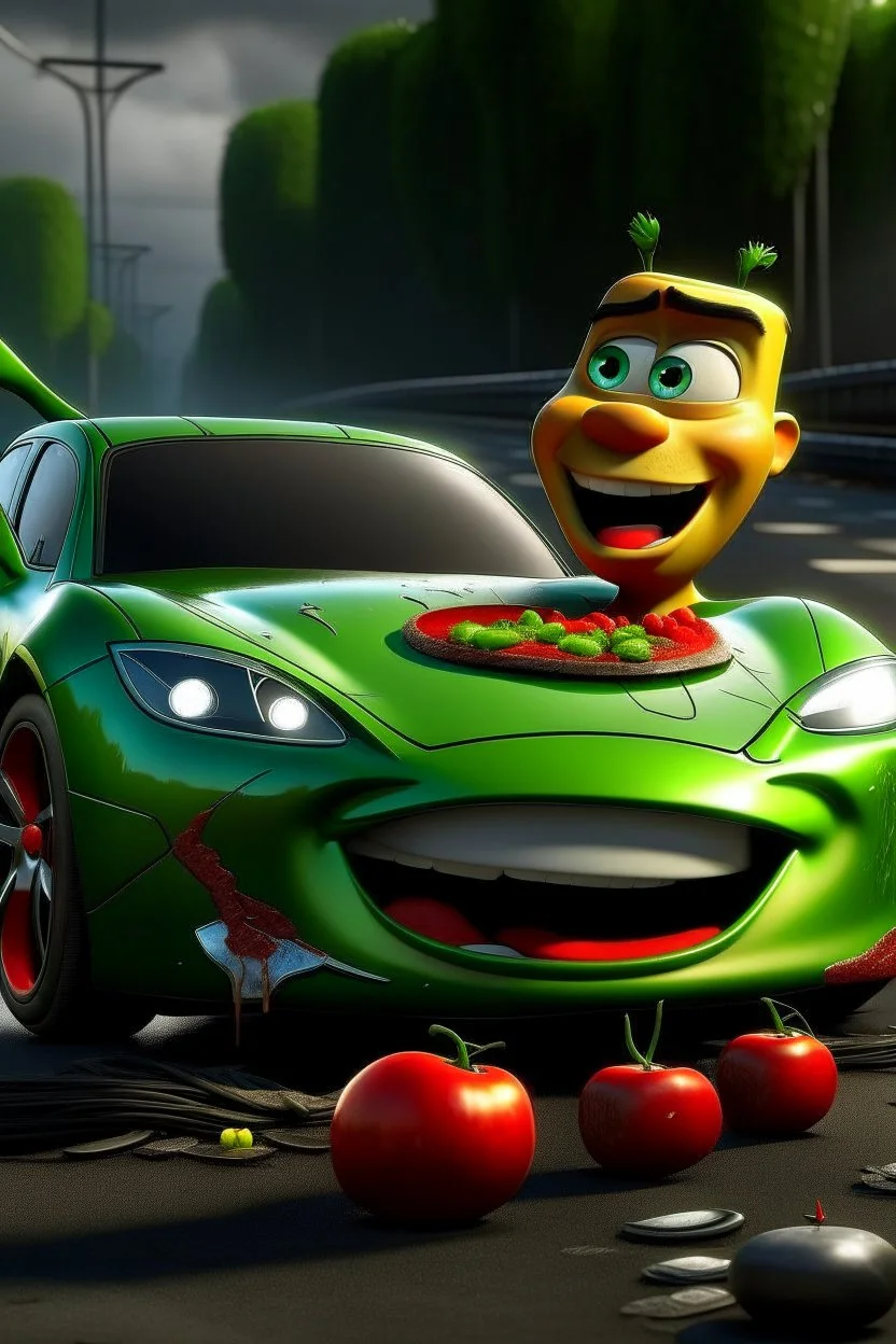 Lightning mcqueen eating broccoli