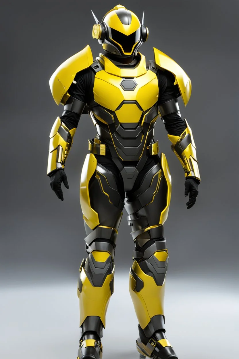 Yellow and black beeman from the future with armor