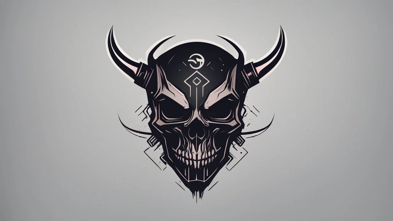 minimalistic cyberpunk demon skull logo