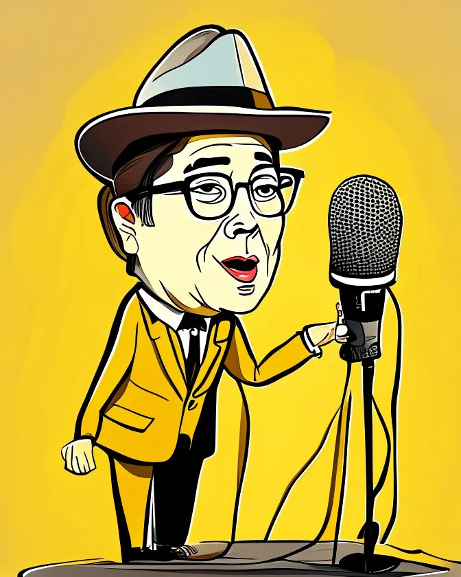 Caricatura de Gustavo Petro hablando con micrófono discurso serio cuerpo completo sombrero llanero colombiano traje arte Bauhaus obra de arte detallado 4k