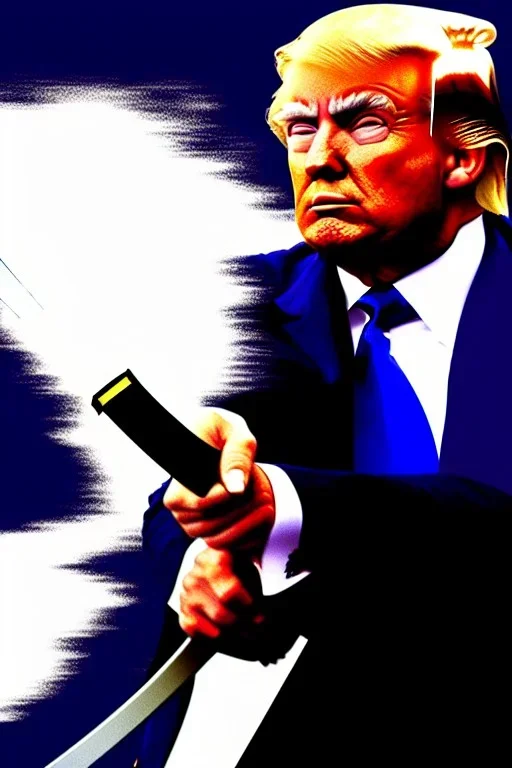 donald trump with a katana