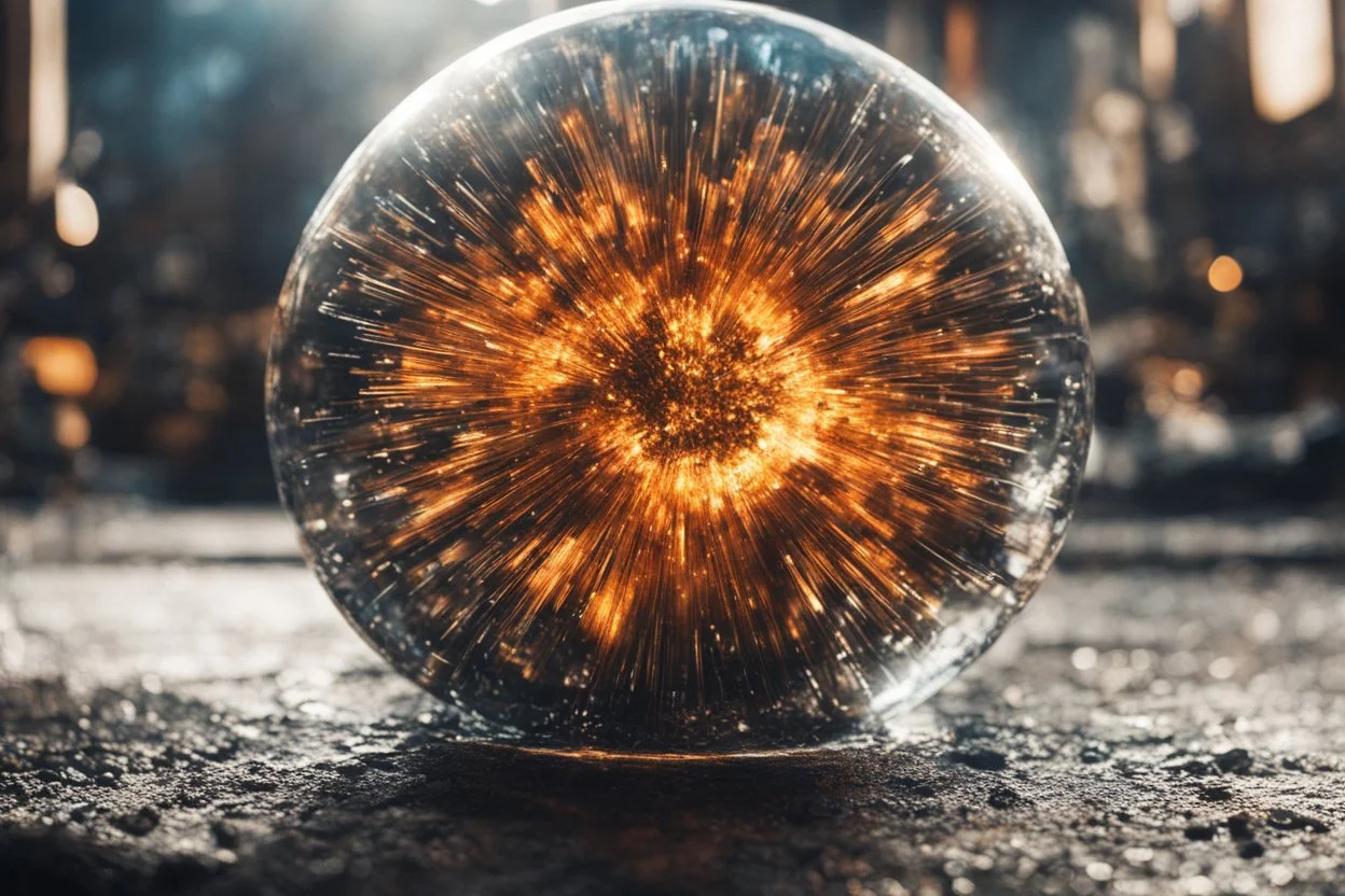 Atomic explosion, made of shatered glass, ULTRA REALISTIC, details, intricate detail, professional lighting, film lighting, 35mm, anamorphic, lightroom, cinematography, bokeh, lens flare, film grain, hdr10, 8k, Roger Deakins, incredibly detailed, reflect, sharpen