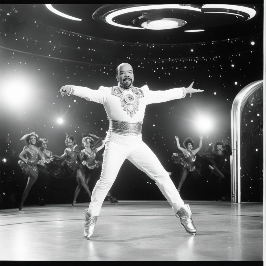 Ice-T as a classical dancer in space, vintage 1970's photo