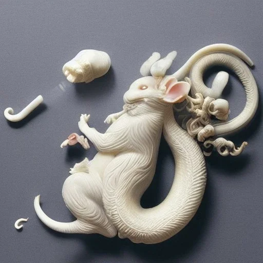 ivory sculpt of Chinese rats tobacco pipe with Chinese cloud and chinese fire pattern and many rats . artwork by tooth wu and wlop and alena aenami and greg rutkowski