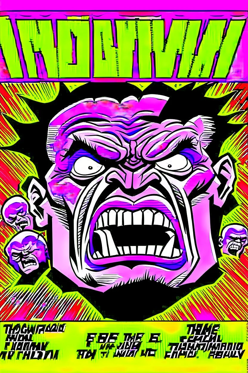 super head fuked title with movie poster title :HEAD FUKED SO MUCH BRO, monster more angry and more 90s style, angry fast, extreme, wild, so so angry, tough sexy red and purple background with 90s style slashes