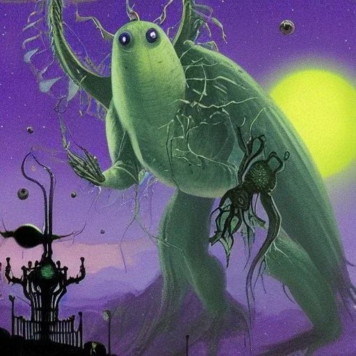 gothic cosmos with plankton like kaiju Jérôme Bosch