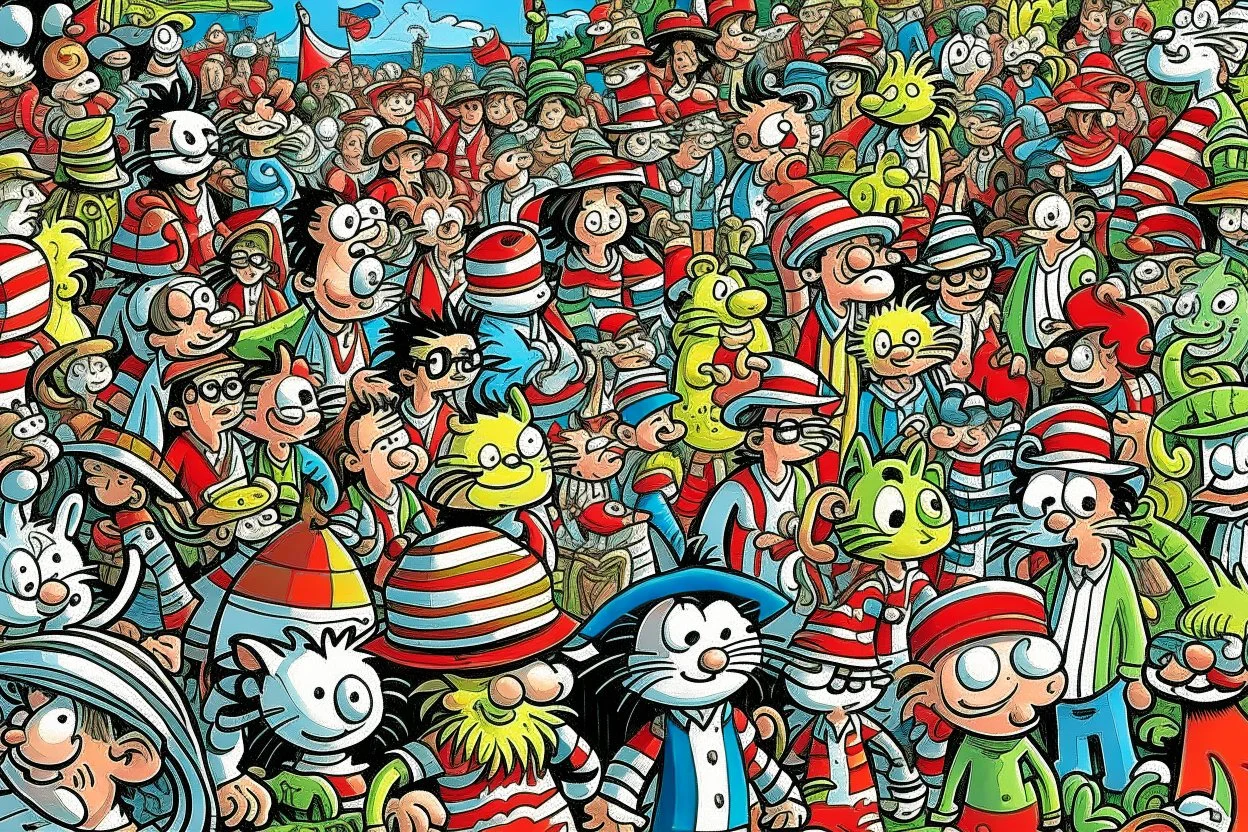 where's Wally type of image but istead of Wally it's a cat.