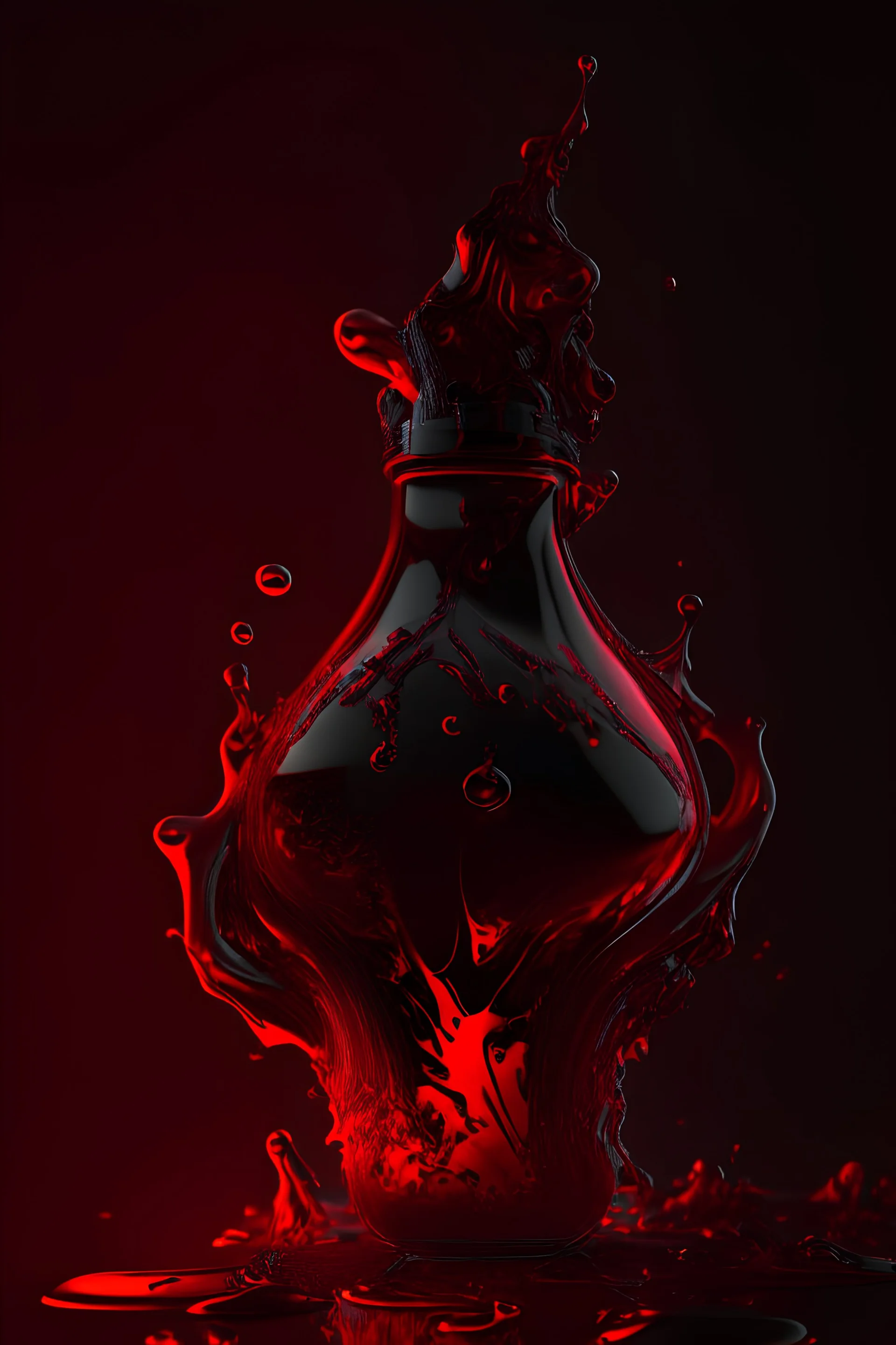 Red elixir, black background, 8k, high quality, highly, detailed