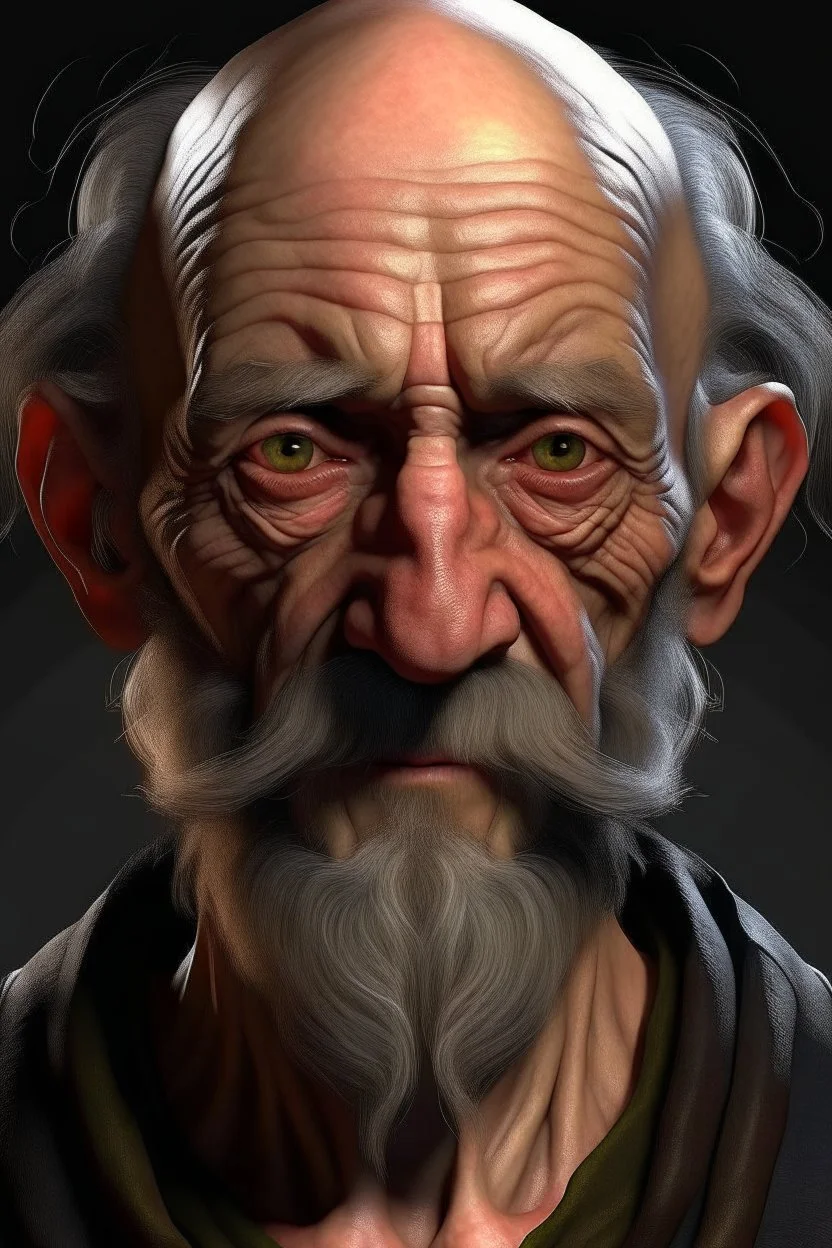 frontal picture dnd realistic old man