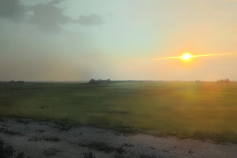 Hazy sunset in Alberta