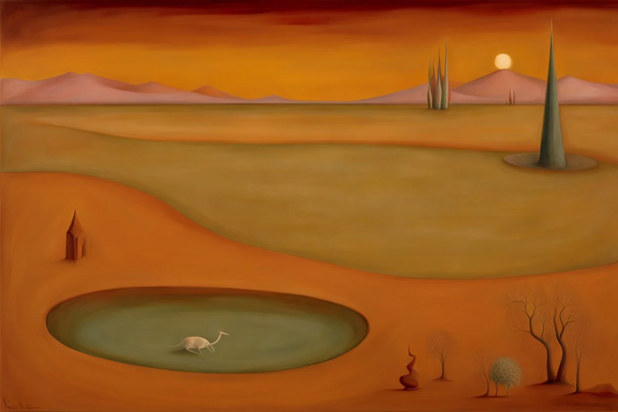 A surreal landscape by Mark Rothko, by artist Leonora Carrington