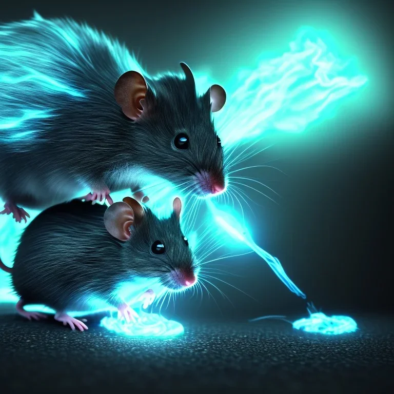 All Black Field mouse, cartoon, dark, high definition, ultra 8 k, volumetric lighting, blue fire,