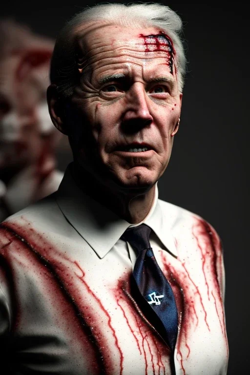 Ultra realistic image, joe biden zombie, zombie performance, skull, blood, torn arm, night, walking twisted, waist up view, thriller style, dark ambient, highly detailed, White House background, concept art, unreal engine 5, god rays, ray tracing, RTX, lumen lighting, ultra detail, volumetric lighting, 3d, finely drawn, high definition, high resolution.