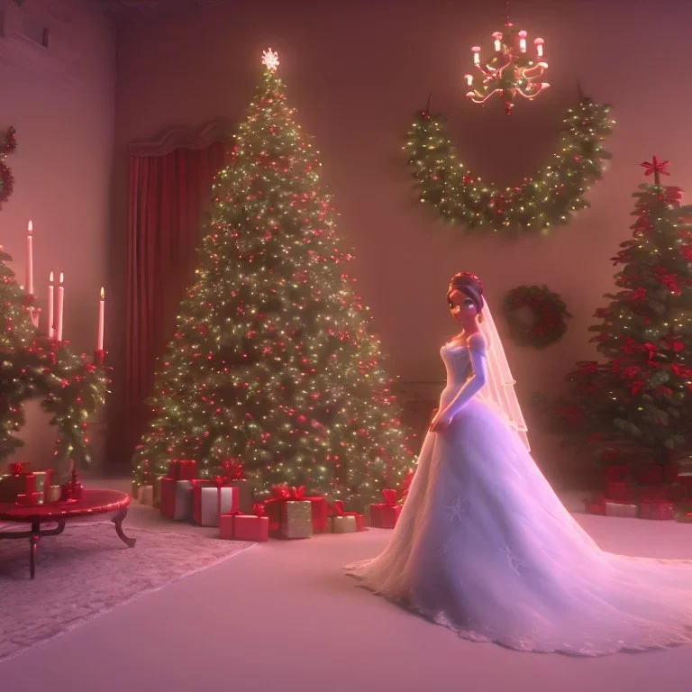 christmas ambience, bridal model, cinema 4d, octane render, high detail