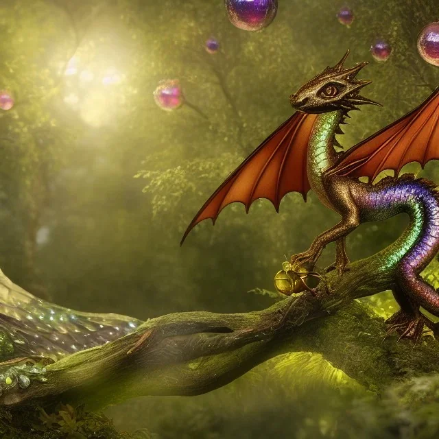 closeup of stunning, adorable baby dragon, iridescent wings, glittery scales, in forest with globes of light, flowers, 8k resolution, 3D octane render, intricate, sharp, crisp, digital art, detailed matte, volumetric lighting, Anne Dittman, Anne Stokes, Lisa Parker, Selina French, greg rutowski