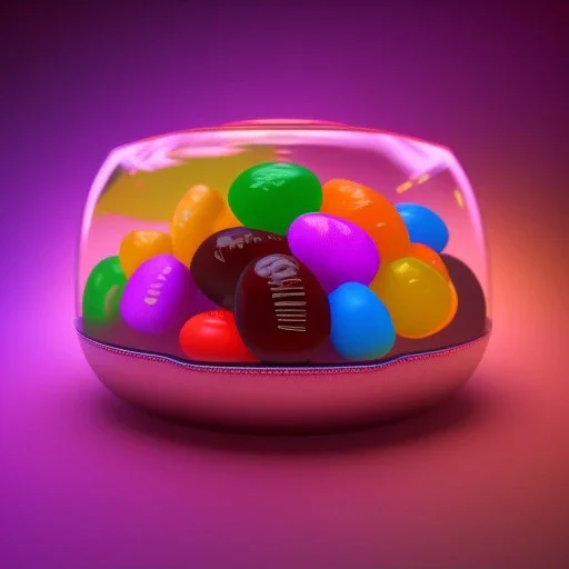 jelly bean,candy, gummy,chocolate ball, Photograph, beautiful, Unreal Engine 5, lens macro, utra realistic, hyper detailed, neon lighting