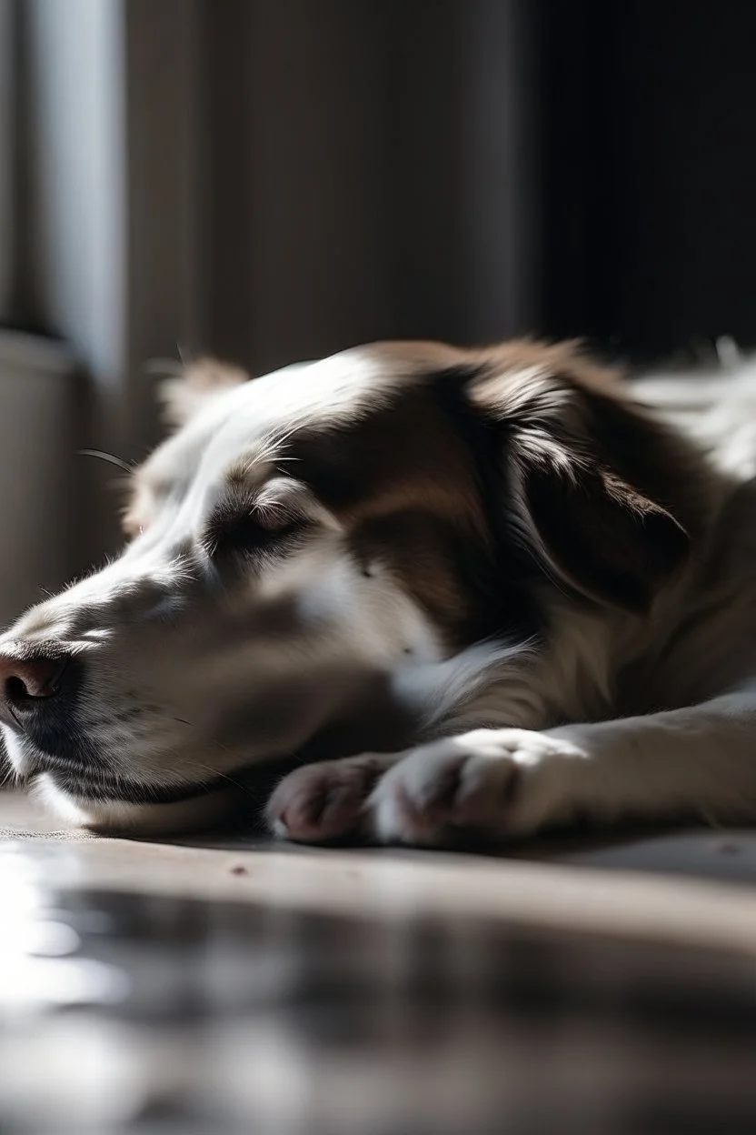 cane che dorme sdraiato visto di profilo