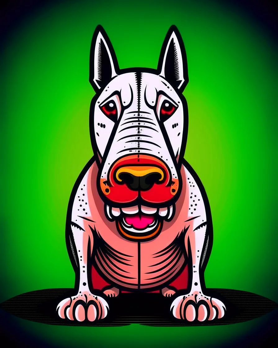 aggressive bull terrier cartoon, straight lines