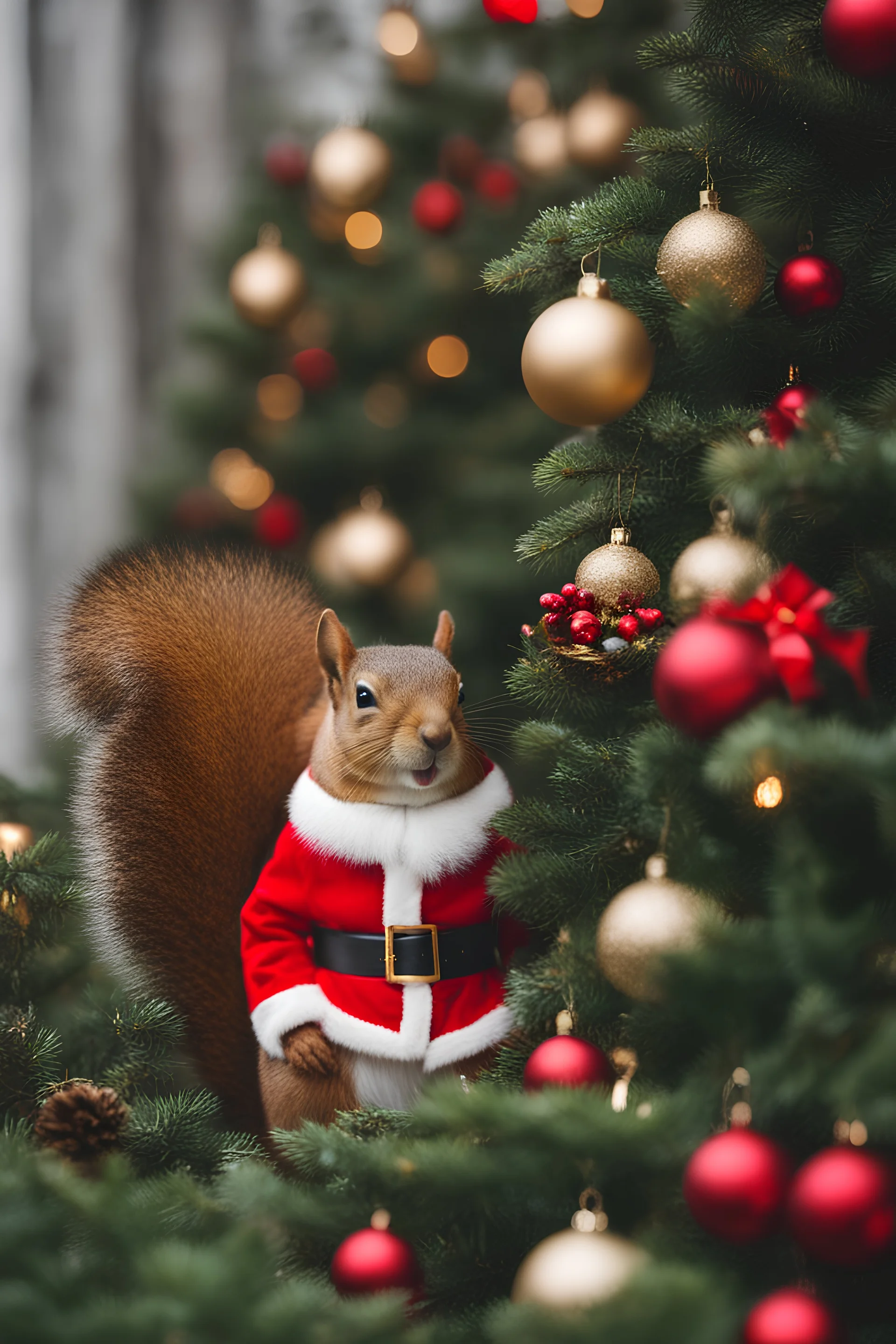 ardilla con santa claus de navidad