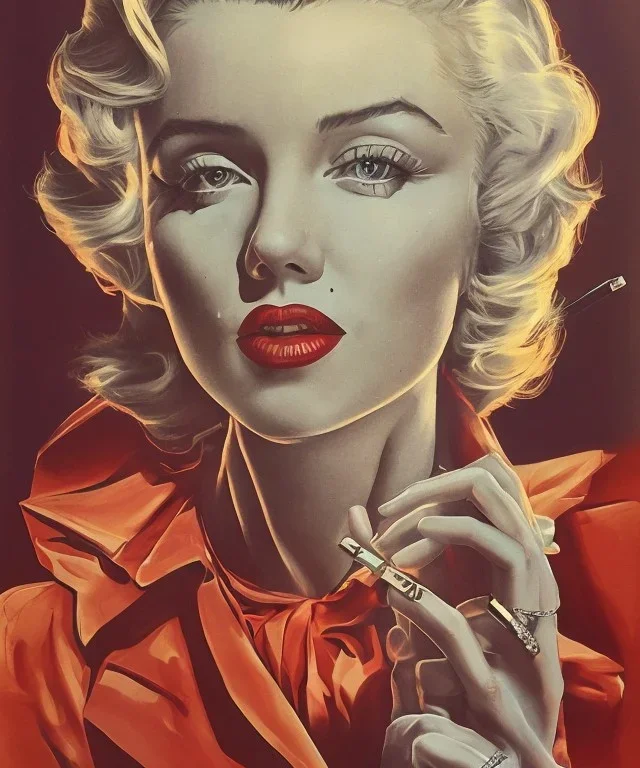 Marilyn Monroe, in full growth, smokes a cigarette, photorealistic, 4k