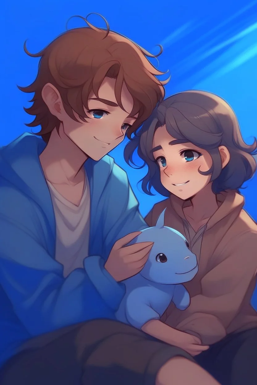 Tatlı bir çift erkeğin saçları kıvır kıvır