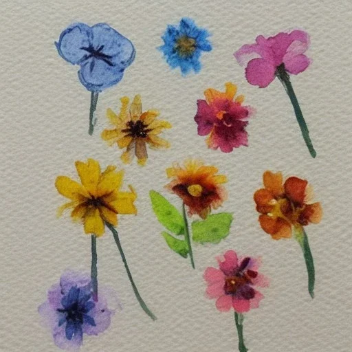 tiny watercolor of pressed flowers, etsy