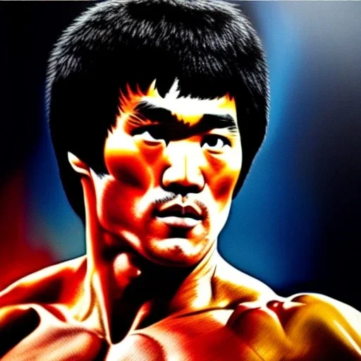 Ultra detailed fullbody Portrait in oil on canvas of Bruce Lee merges RedHulk,extremely detailed digital painting,extremely detailed face,crystal clear Big eyes, mystical colors ,perfectly centered image, perfect composition, rim light, beautiful lighting,masterpiece,8k, stunning scene, raytracing, anatomically correct, in the style of Wizyakuza and robert e howard and InHyuk Lee and Ohrai Noriyoshi and Simon Bisley.