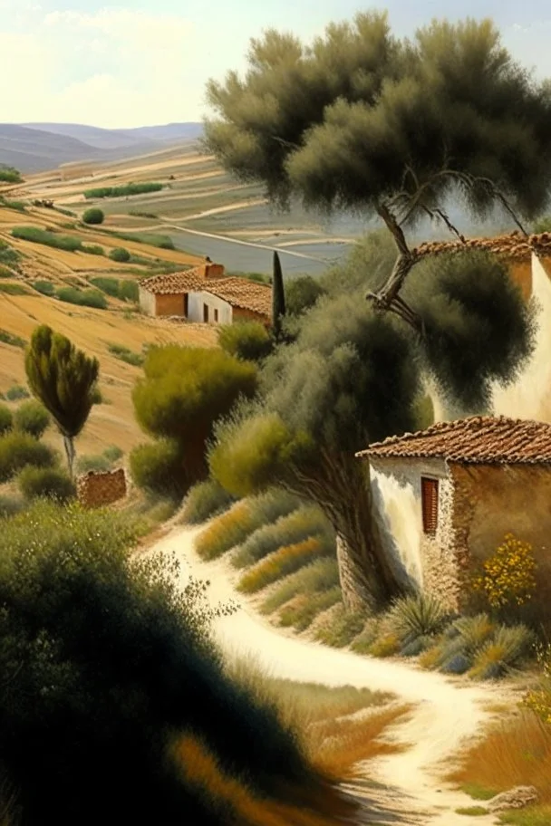 Spanish landscape painting, natural, realistic