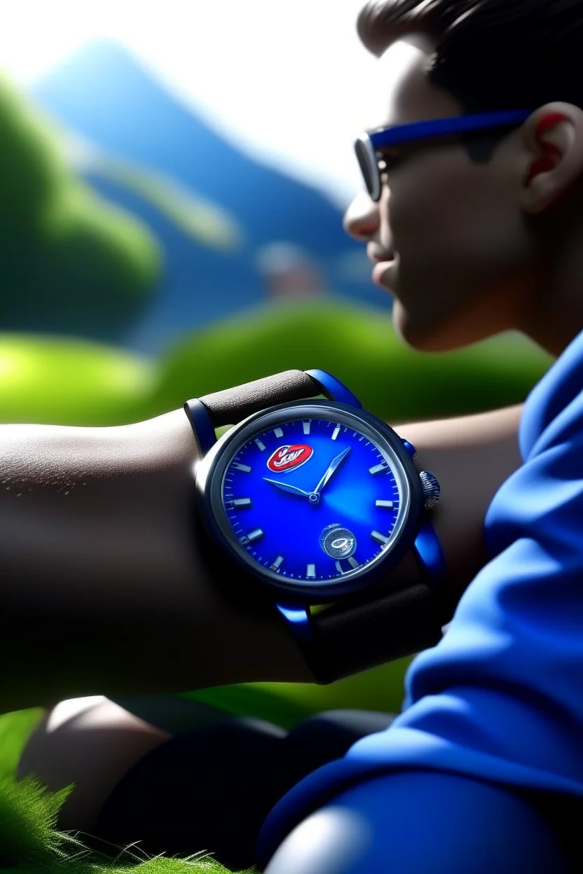 Generate a scene where the Pepsi watch is part of a person's lifestyle, potentially someone outdoors, on an adventure, or in a professional setting.