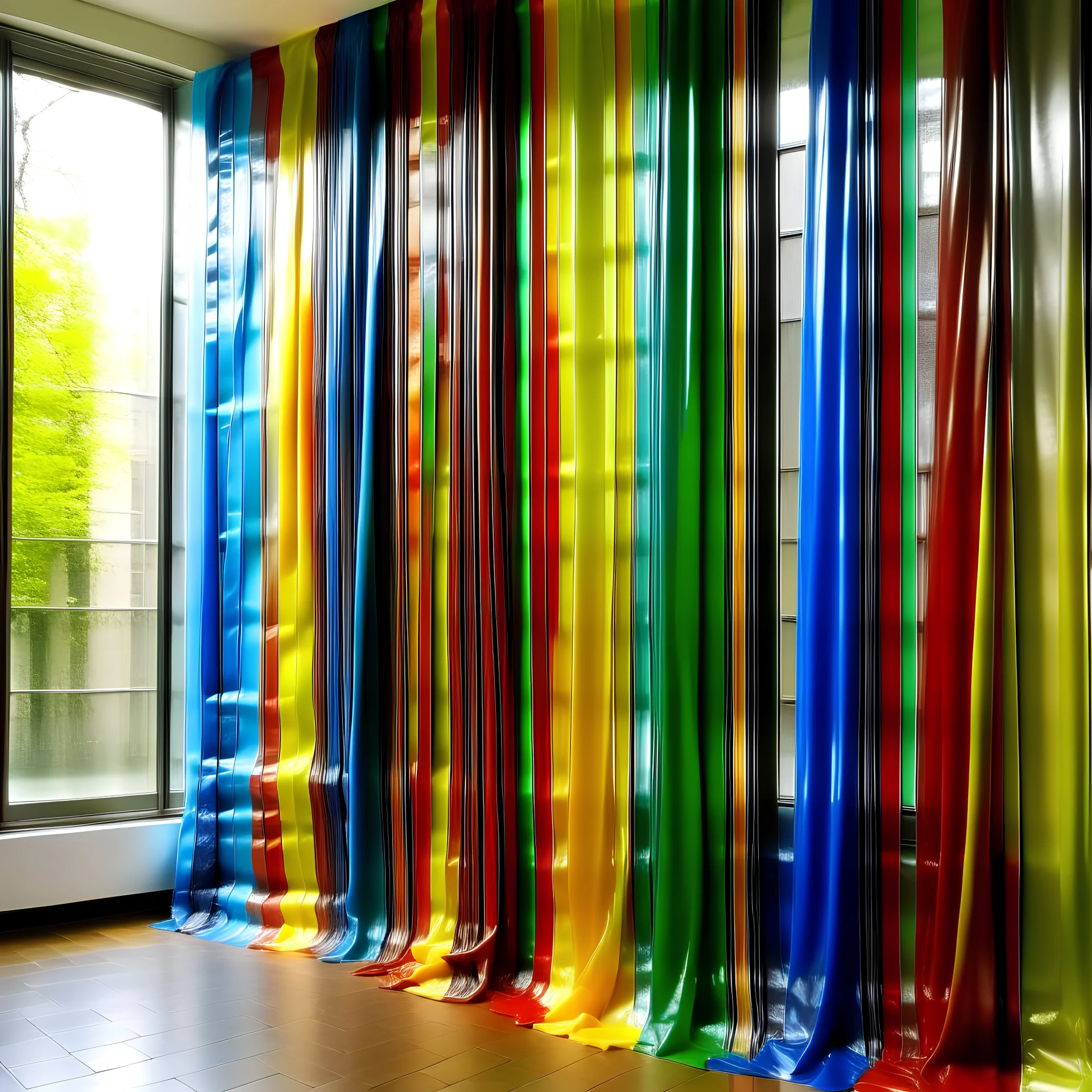 a multicolor plastic curtain, 1970s