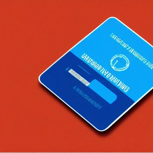 full view of a flattened vector image icon of an ID card, with a blueish color palette, transparent background .png.