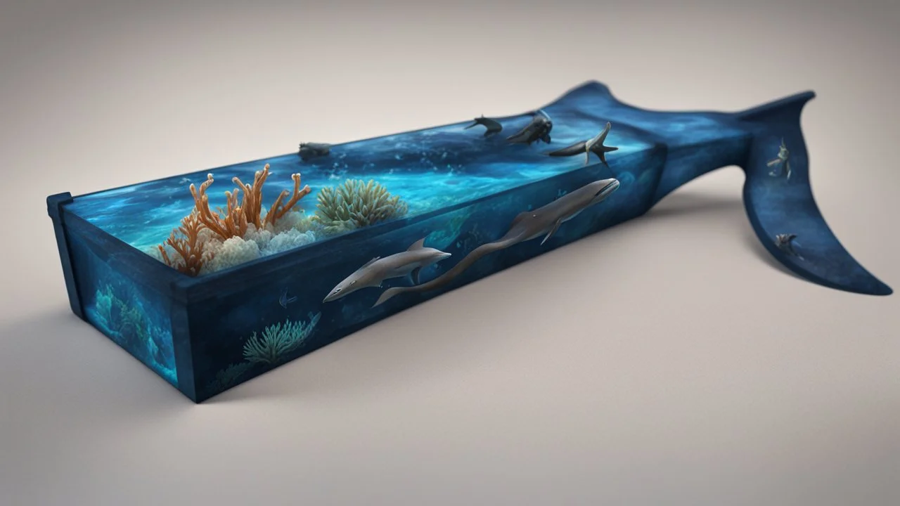 a box 10 cm long by 5 cm wide and 25 cm high, from subnautica, sea animals, leviathan, dark colours