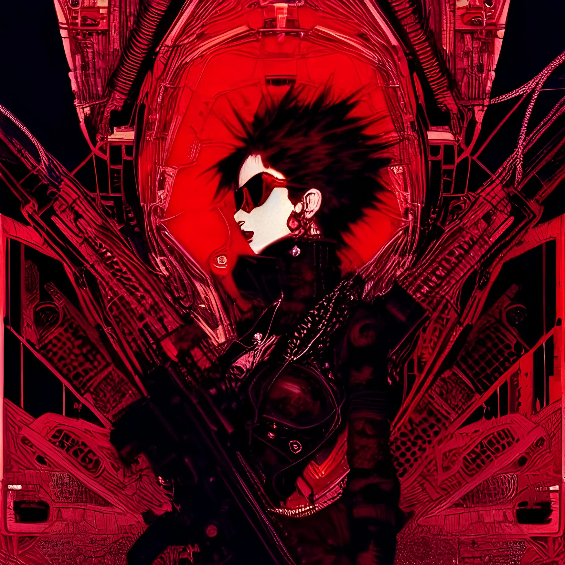 beautiful punk girl, hyper detailed, intricately detailed, illustration by <kilian eng> <Yoji Shinkawa>, darkred tones,