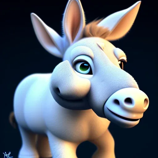 cute donkey with blue eyes,by pixar