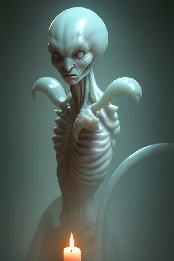 Candle alien, 8k, atmospheric lighting, Artstation, photography, octane render, by Greg Rutkowski and Artgerm and rosdraws