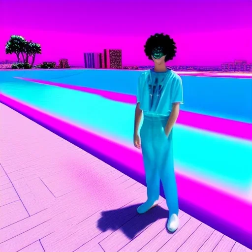 Vaporwave pool person