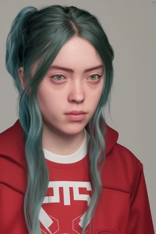 ying in the bathroom, photorealistic illustration, Billie Eilish