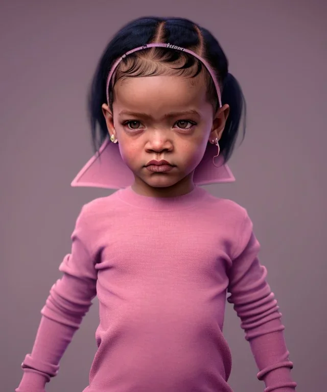 Rihanna toddler, full body, soft skin, dramatic lighting, hyper realistic