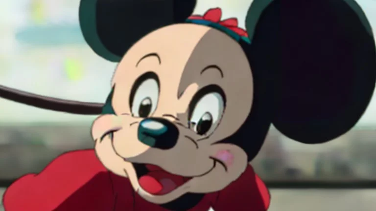 zombie mickey mouse hybrid, photorealism, movie screen capture, horror, sci-fi, retrofuturism,